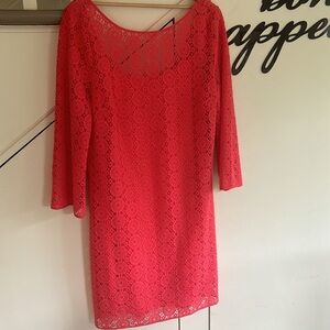 Lilly Pulitzer CORAL Crochet Knit “Topanga Breakers” Dress US XL - EUC